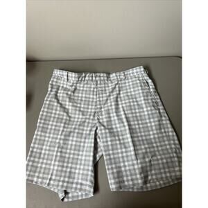 Nike Golf Shorts Men's 42 Grey Plaid Dri-Fit Stay Cool Performance Hybrid Flex